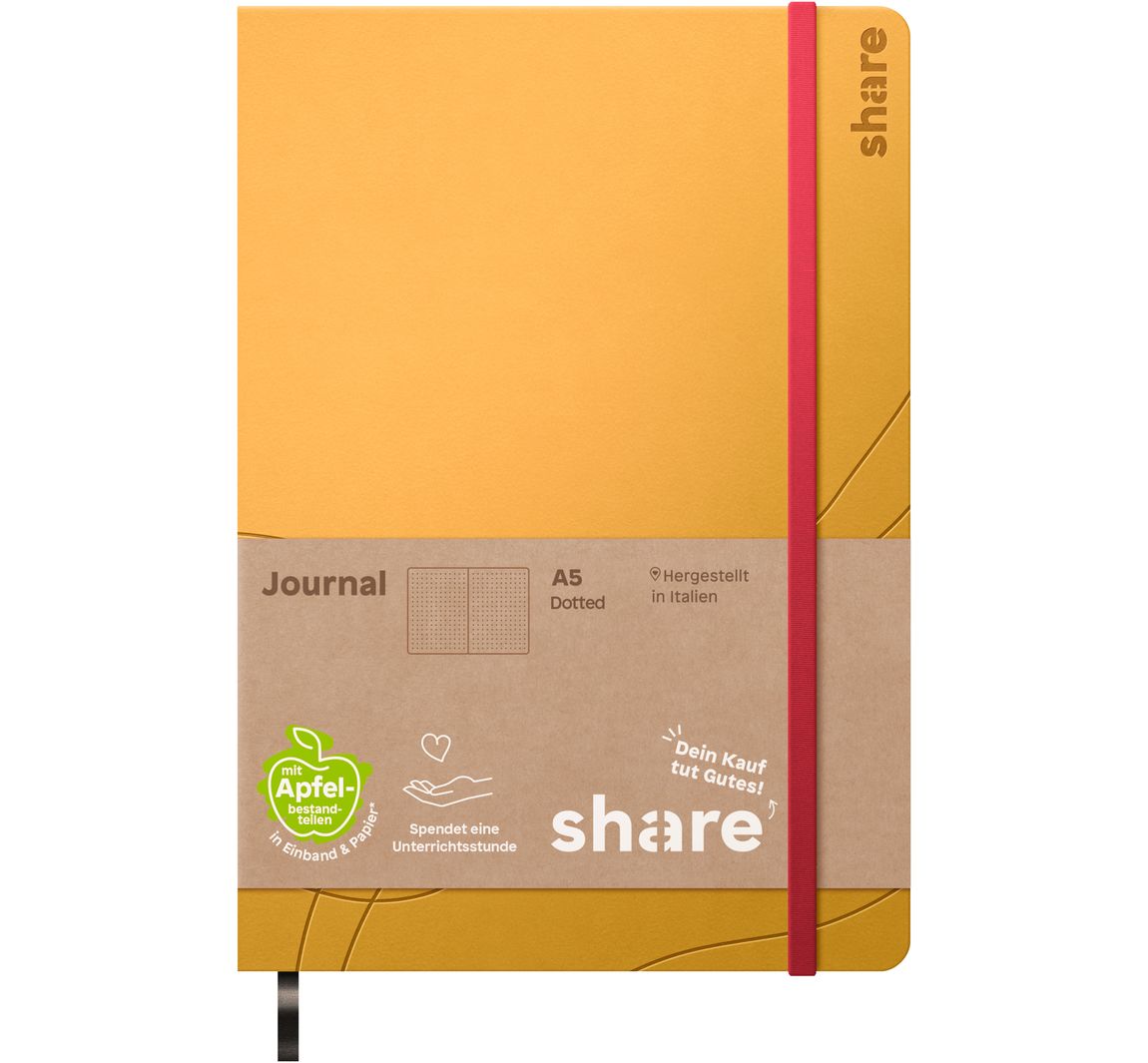 share Notizbuch A5, punktkariert - Gelb