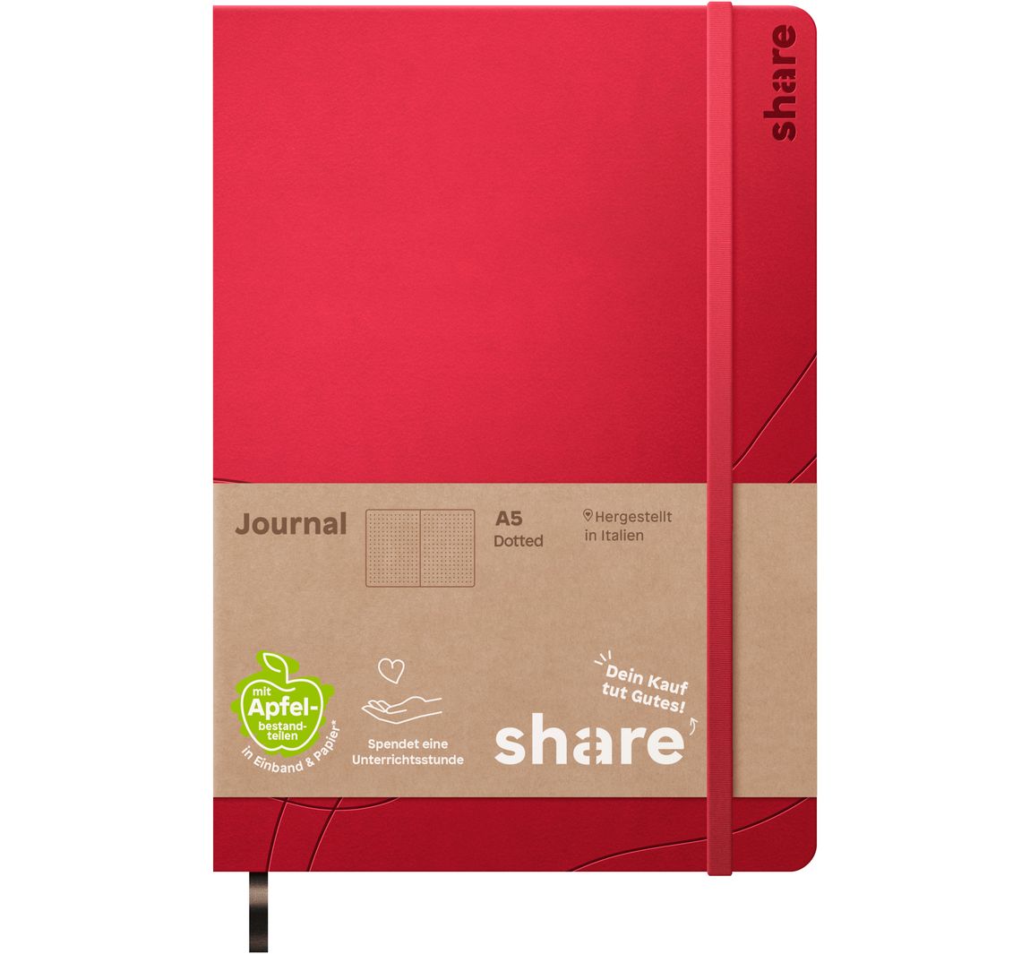 share Notizbuch A5, punktkariert - Rot