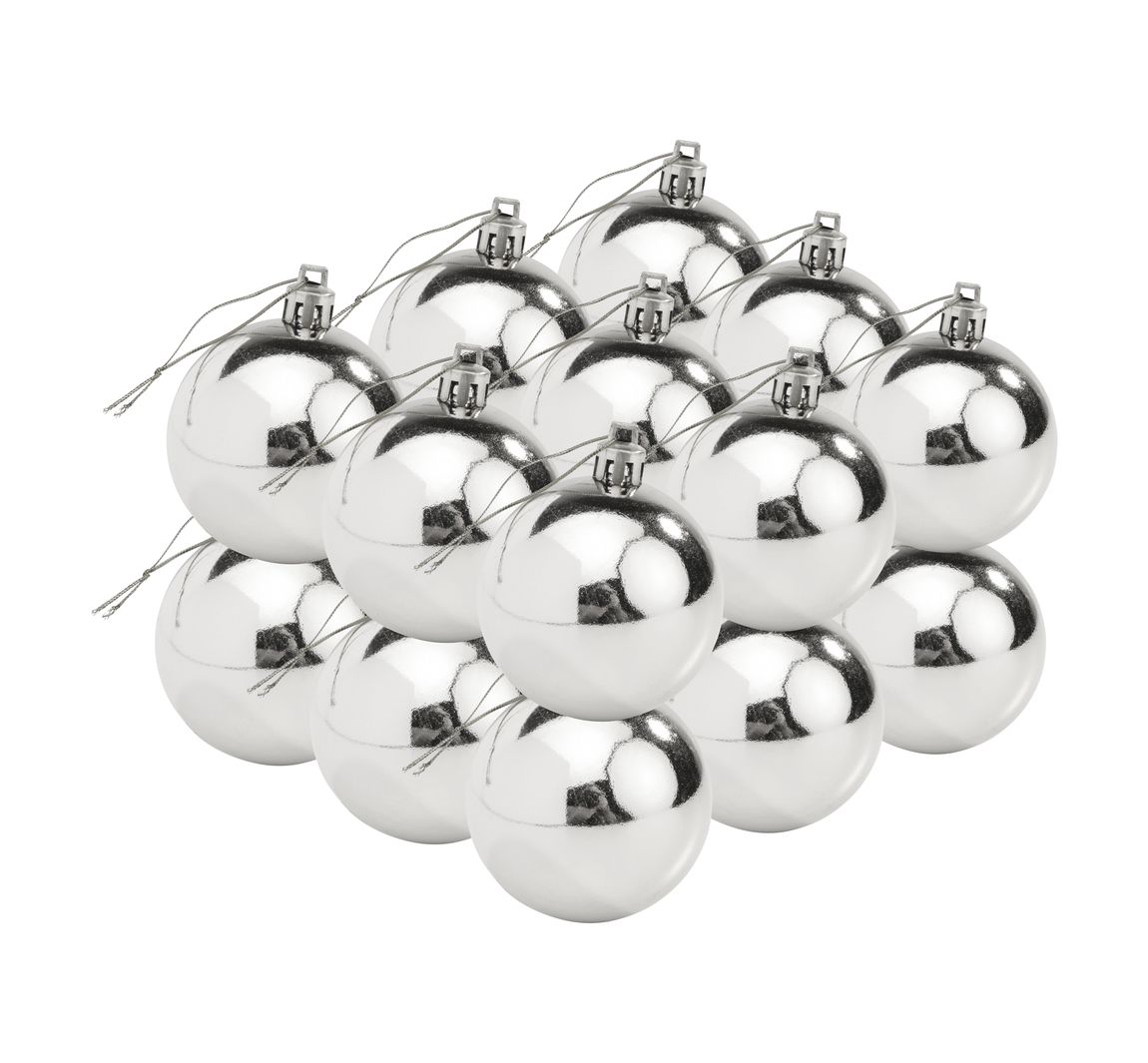 Weihnachtskugeln aus Kunststoff, 18 Stück - Silber