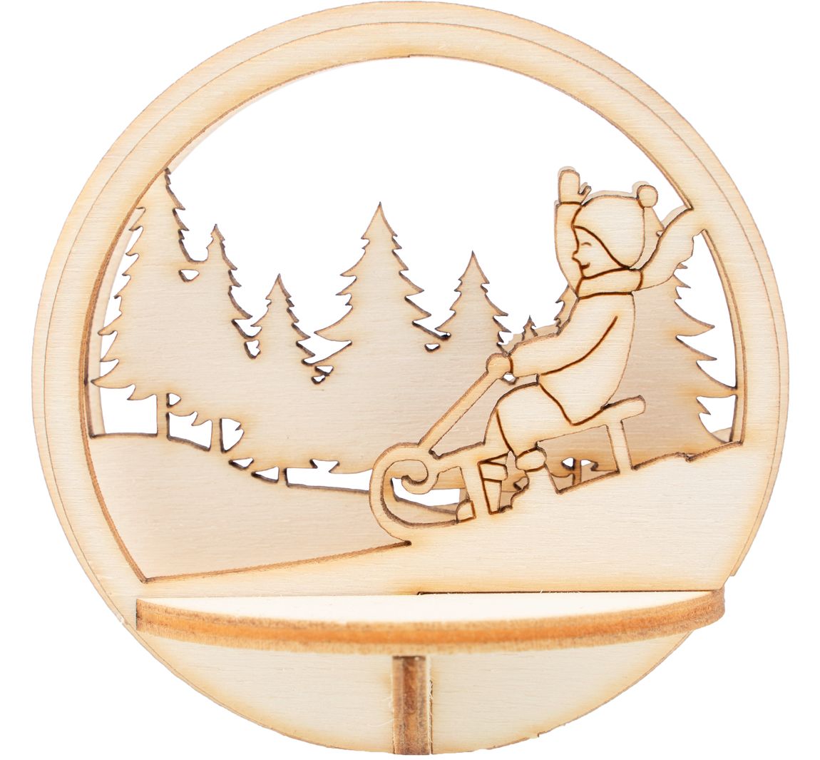 VBS Holz-Steckmotiv für Acrylkugel - Schlitten