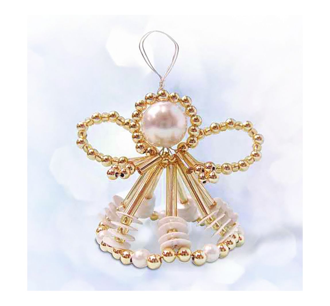 Perlenengel Bastel-Set 'Arielle', ca. 7cm - Gold/Weiß