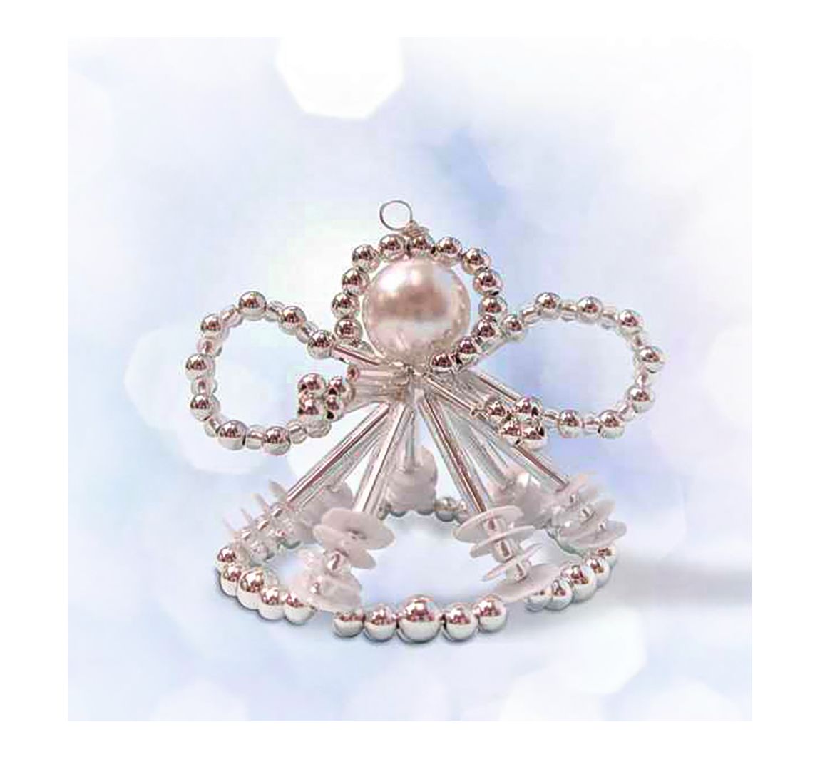 Perlenengel Bastel-Set 'Arielle', ca. 7cm - Silber/Weiß