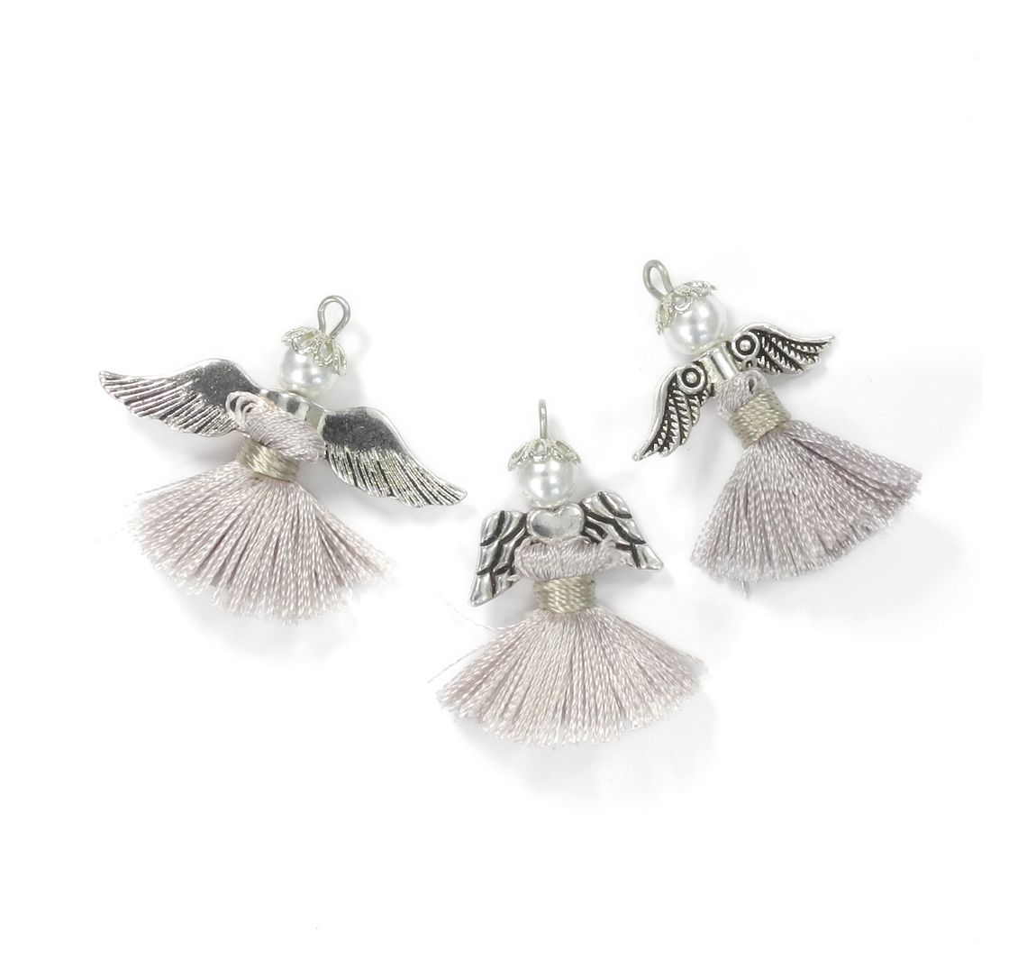 Bastel-Set 'Quastenengel', 3er-Set - Silber
