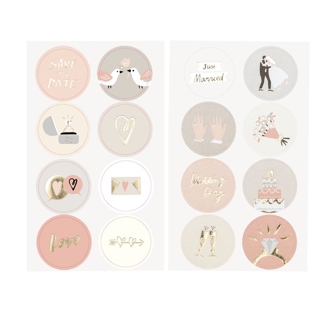 Sticker 'Hochzeit', mit Goldfolie