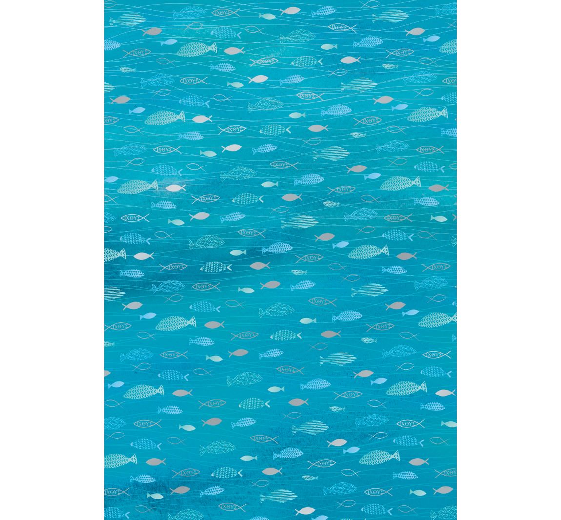Designkarton 'Hotfoil', Fische - Aquablau