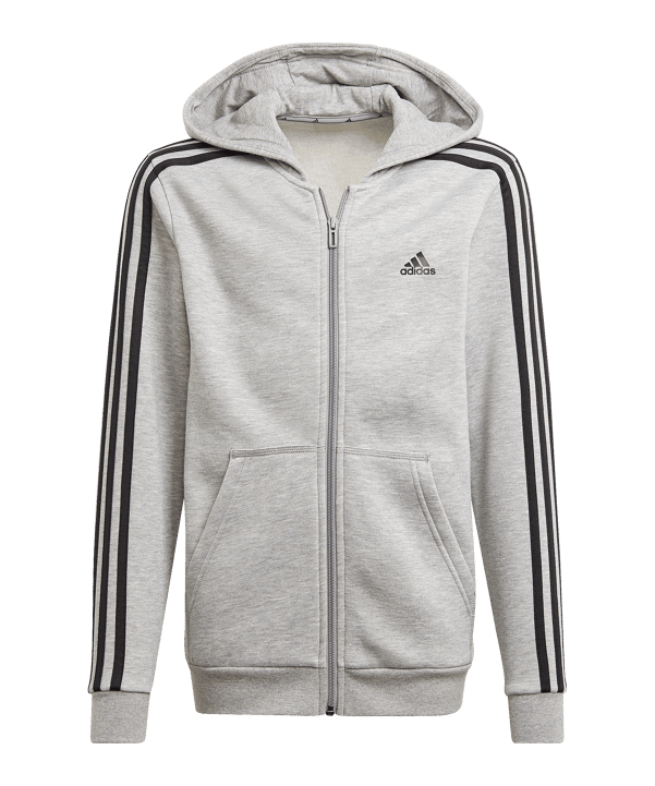 adidas adidas 3S Essentials hooded jacket kids grey Kapuzenjacke Kids Grau