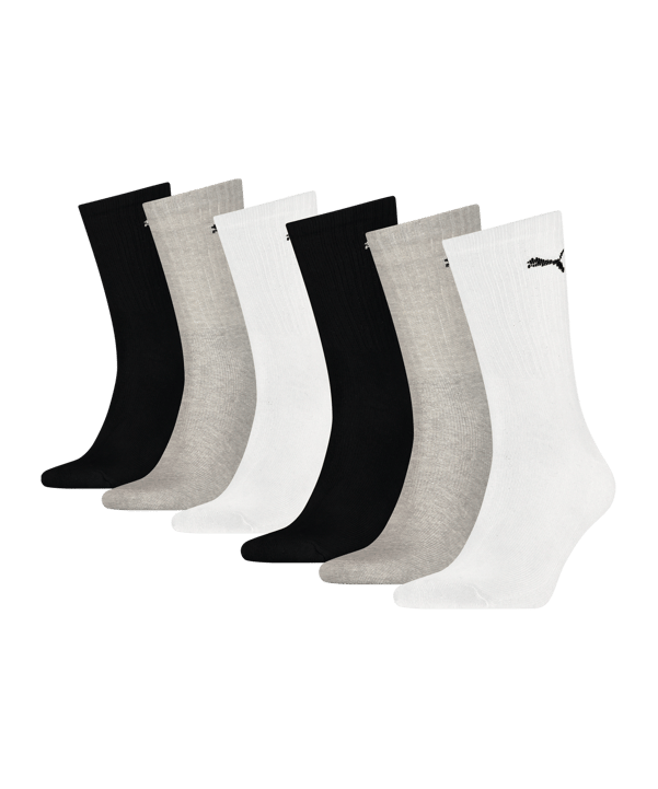 PUMA Unisex Crew Socken 6er Pack Grau F003