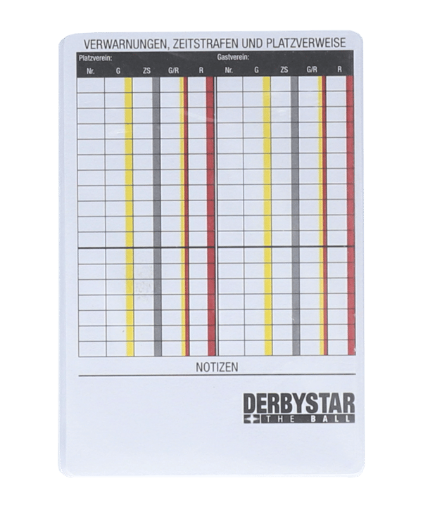 Derbystar Schiedsrichter Spiel-Notizkarten