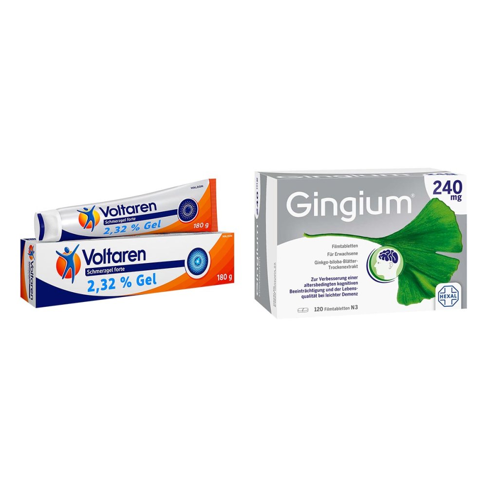 Gingium 240 mg Fta 120 stk + Voltaren Schmerzgel forte 180 g