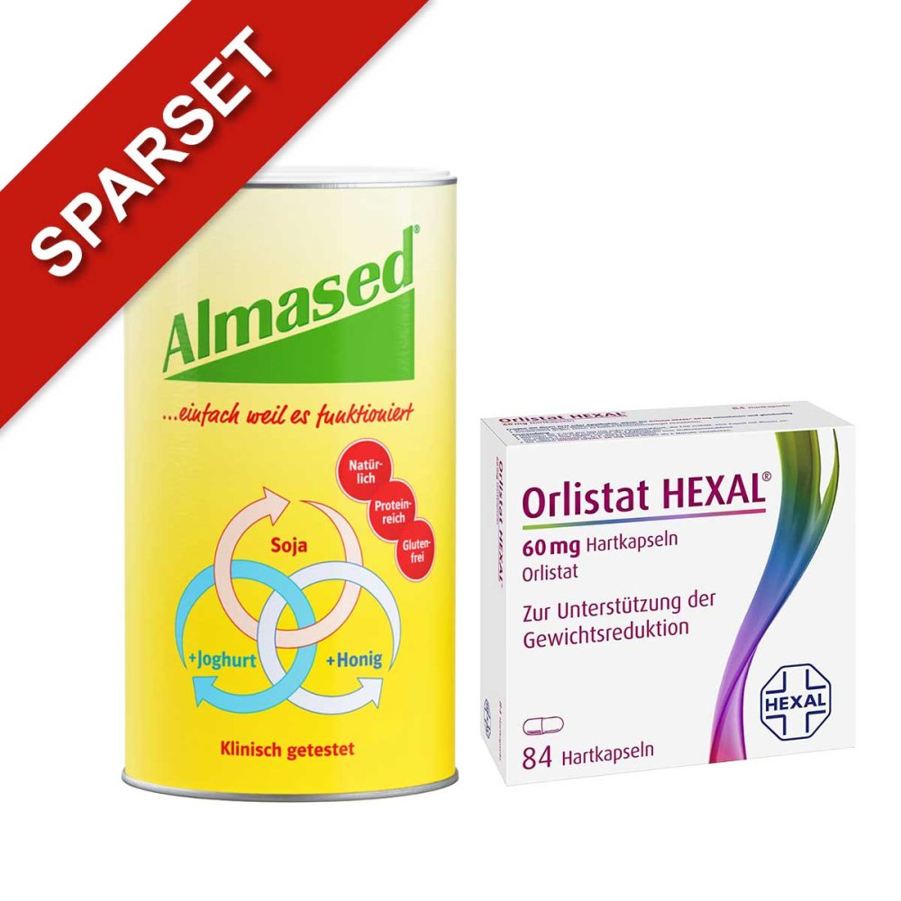 Almased Vital-Pflanzen-Eiweisskost + Orlistat Hexal 60mg