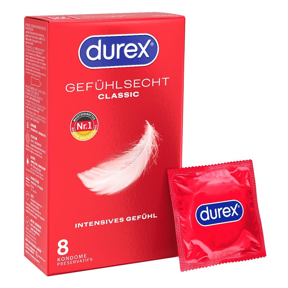 DUREX GefÃ¼hlsecht 8 hauchzarte Kondome fÃ¼r intensives Empfinden