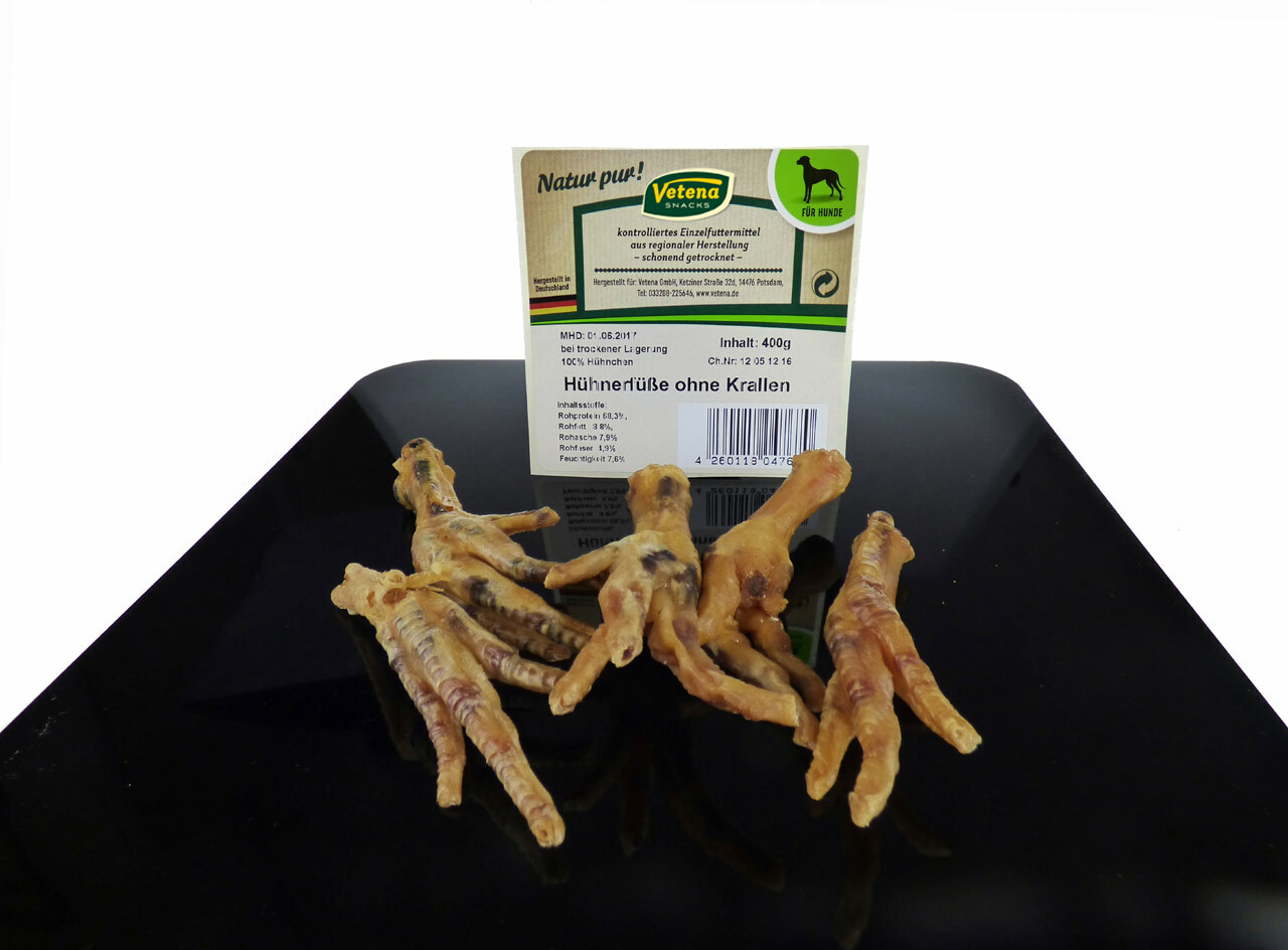 150 g Vetena Snacks Hühnerfüße ohne Krallen