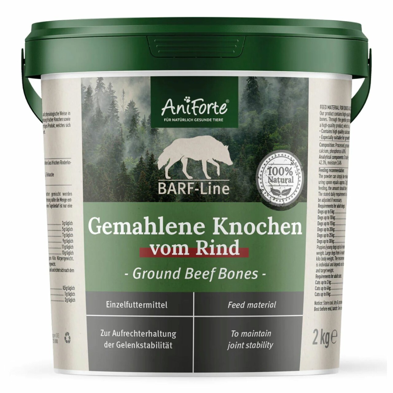 2 kg AniForte BARF-Line Gemahlene Knochen vom Rind