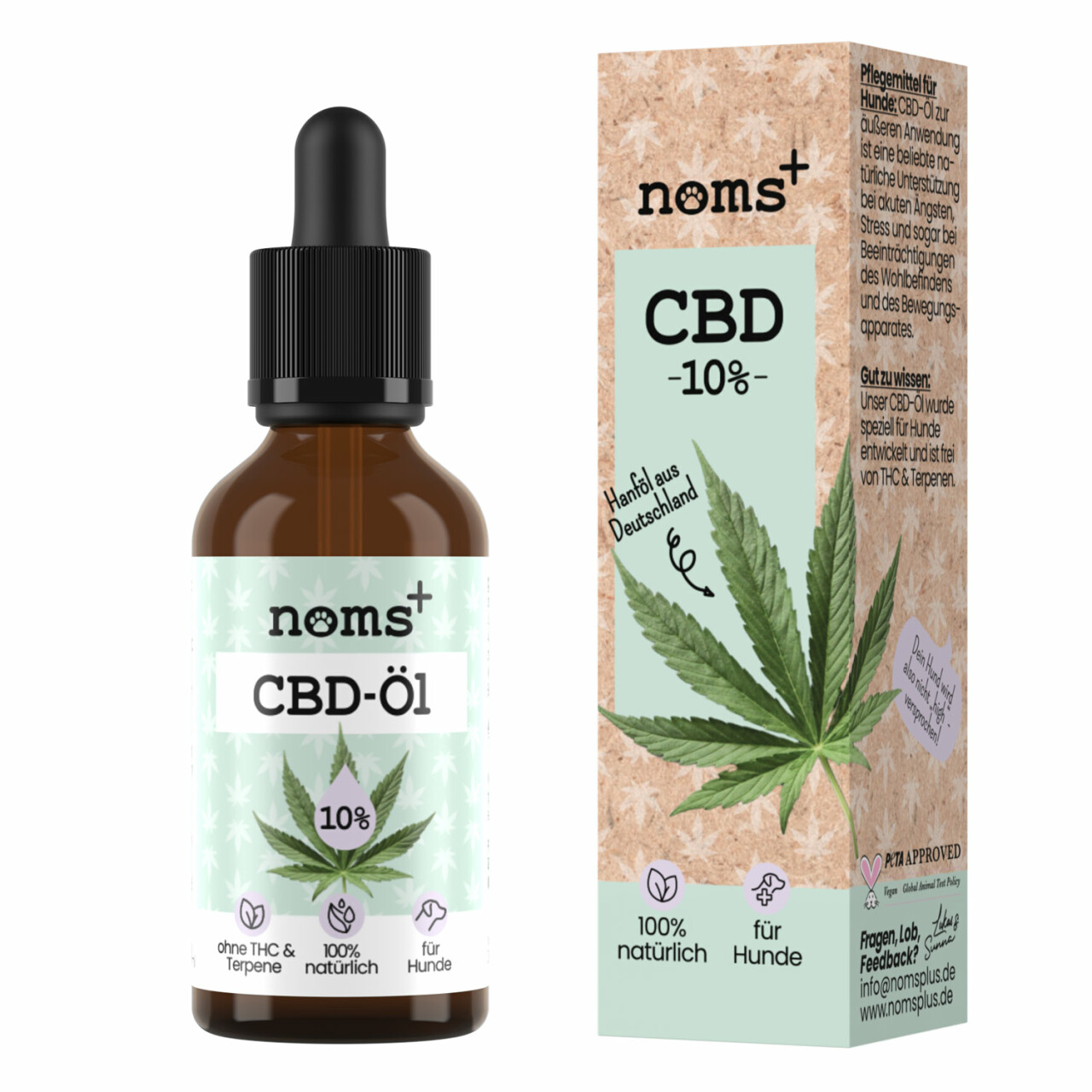 10 ml noms+ 10% CBD-Tropfen für Hunde
