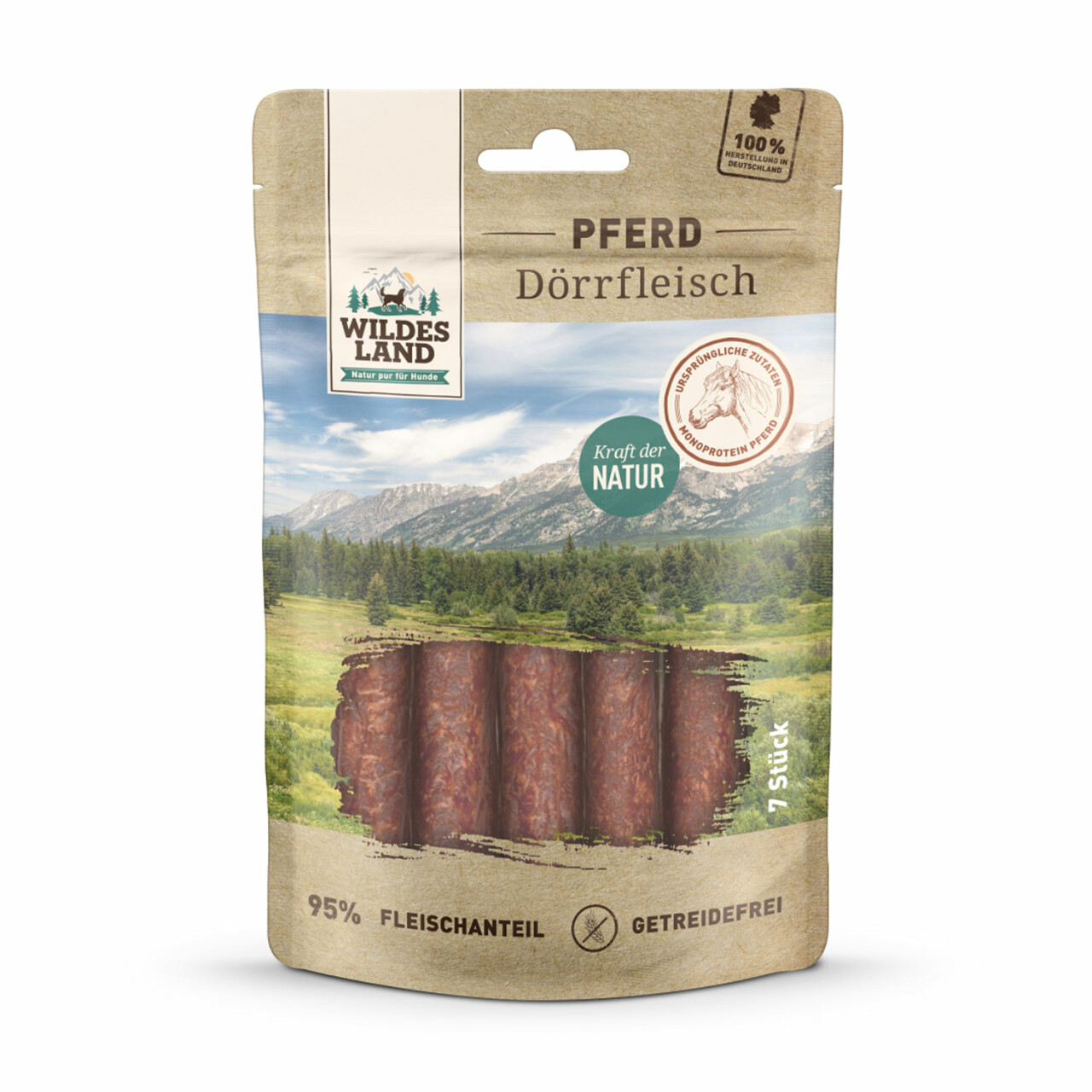 150 g Wildes Land Pferd Dörrfleisch Snacks für Hunde
