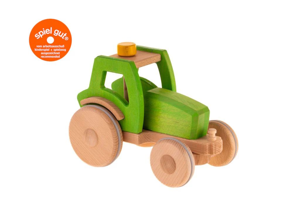 Holz Spielzeug Traktor ab 2 Jahren, Korbinian, grün, Dynamiko