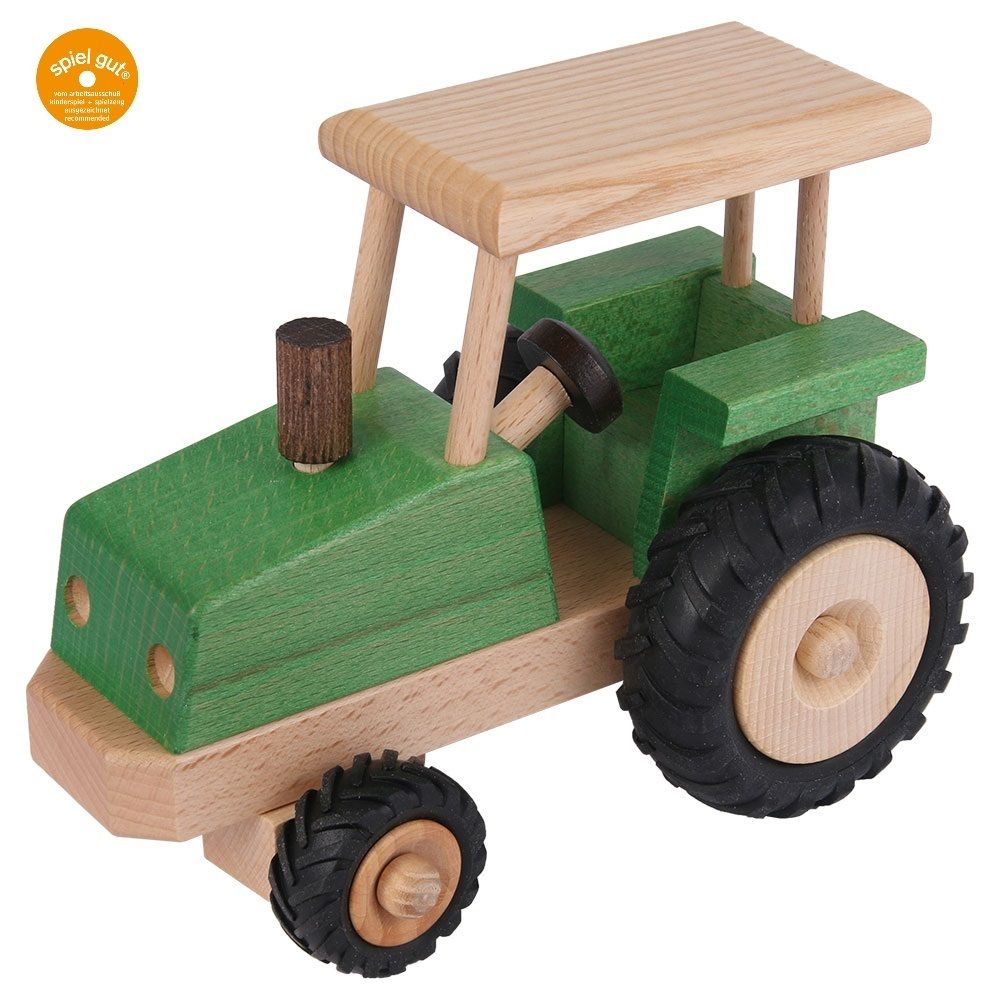 Lenkbarer Kinderspiel Traktor, 'spiel gut', Esche naturlackiert, Beck Holzspi...