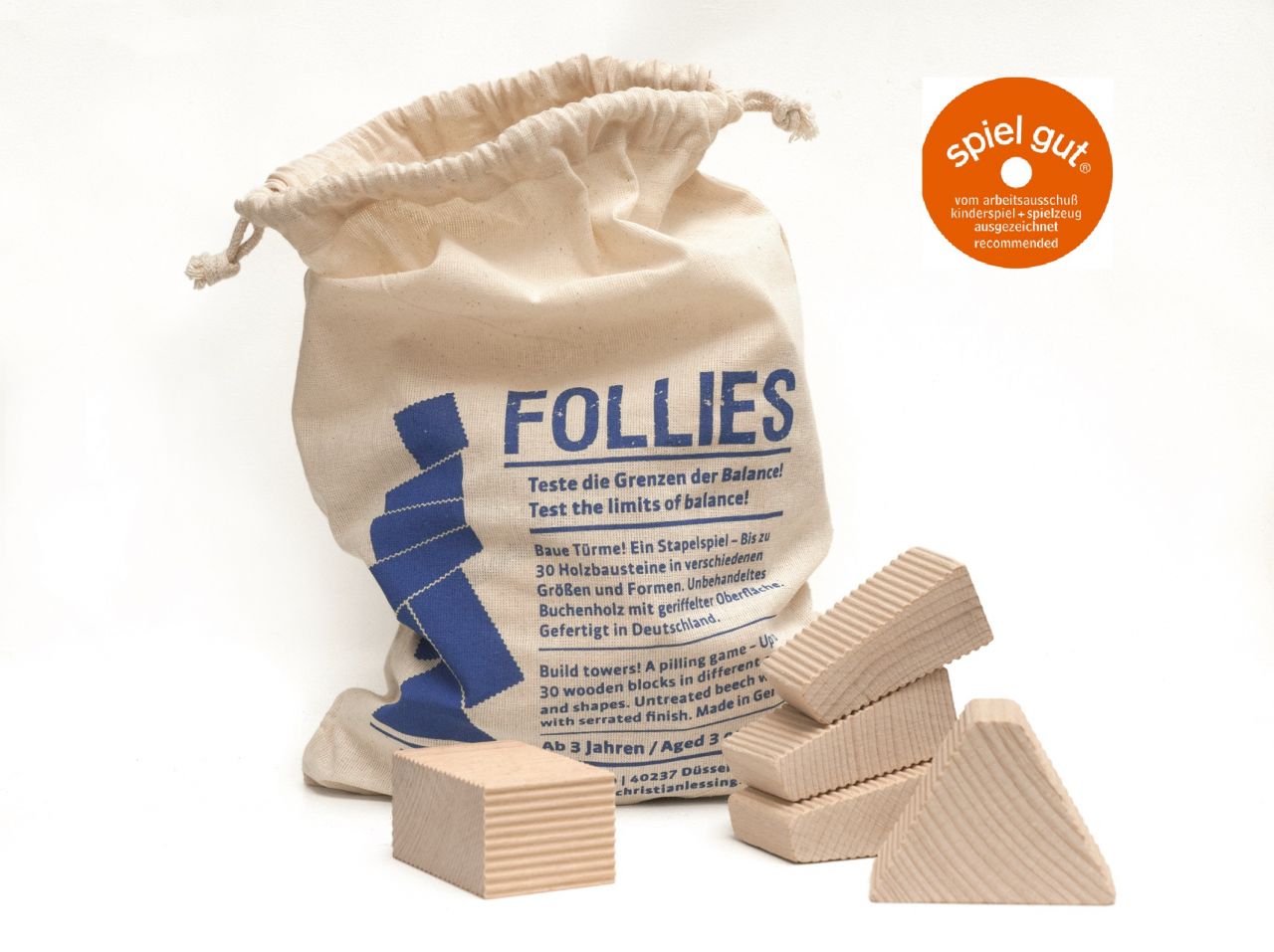 Lessing Follies im Sack, 30 Holz Bauklötze Spiel