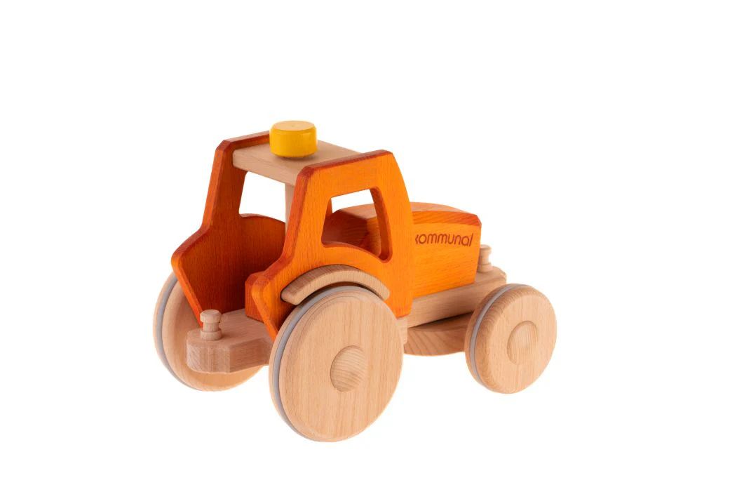 Holzspielzeug Traktor ab 2 Jahren, Hans orange, Dynamiko