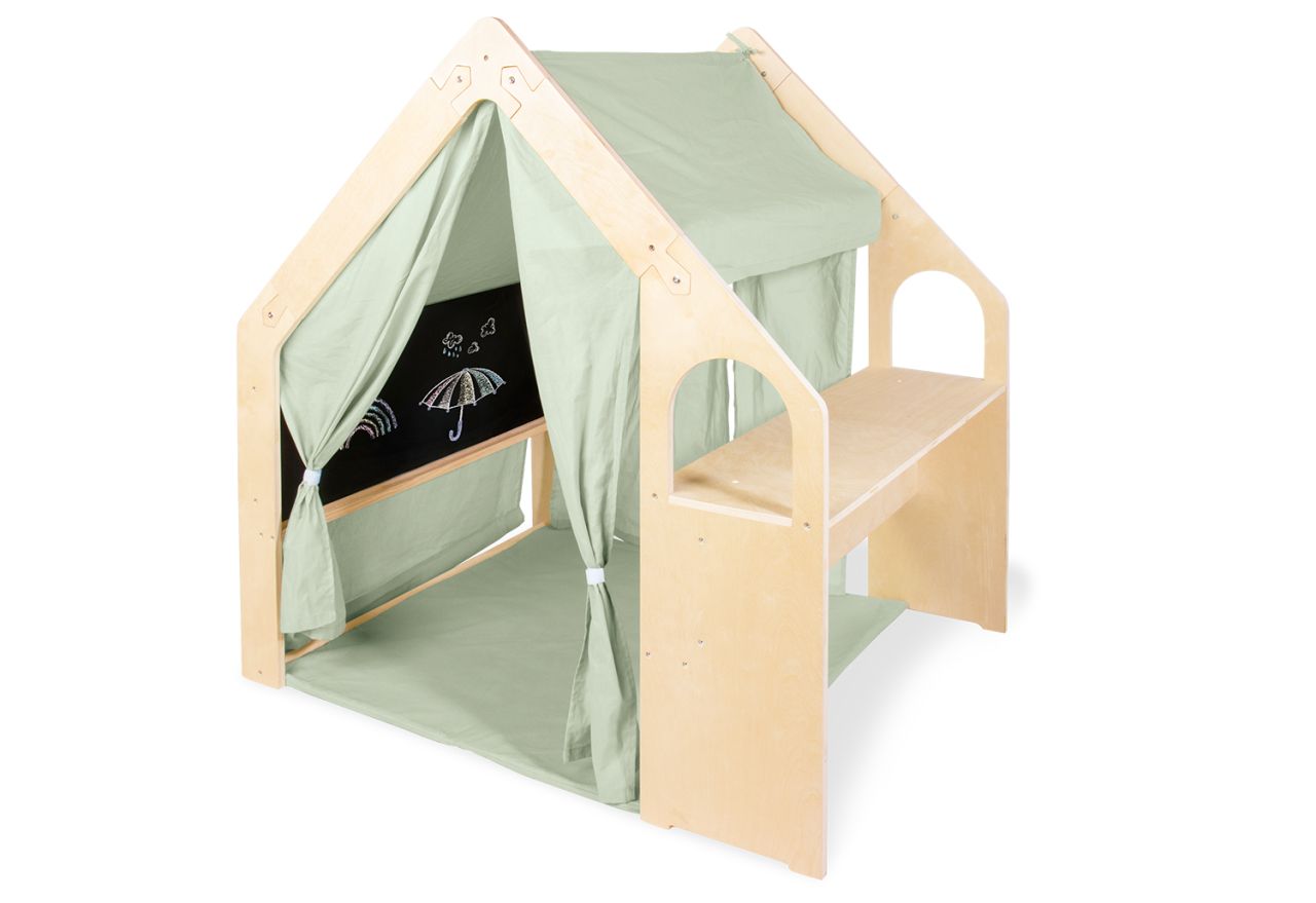 Indoor Spielhaus Thilda, inklusive Stoffdach, salbeigrün, 3-tlg., Pinolino
