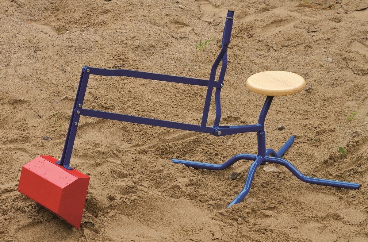 Metall Bagger für Sandkasten, mit Fuß und Holzsitz, Lautenbach