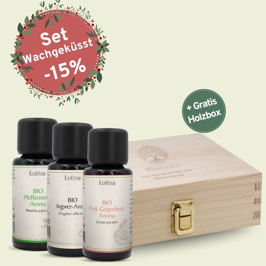 Set: BIO Aromen Wachgeküsst - Grapefruit + Pfefferminze + Ingwer + gratis Hol...