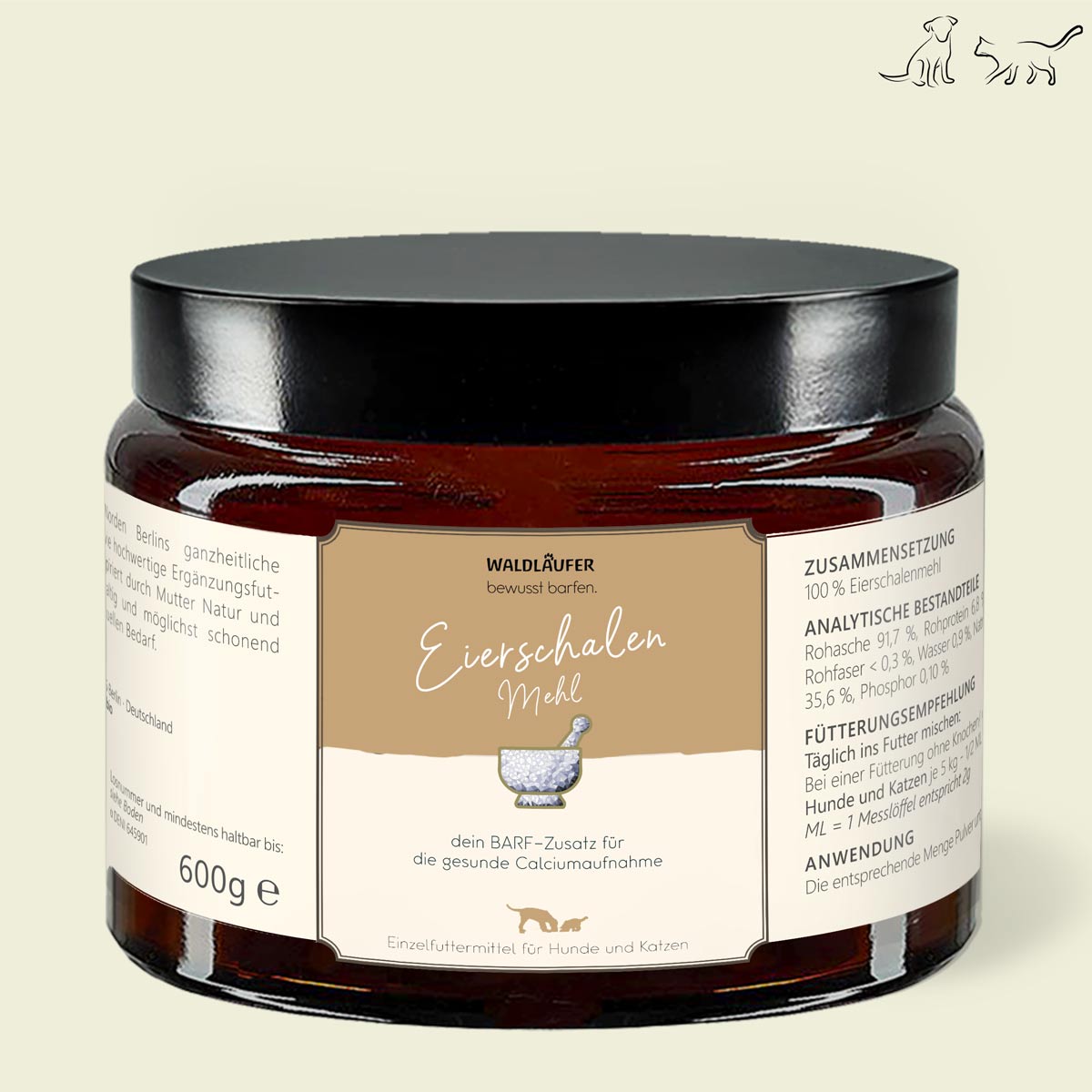 Eierschalenmehl - natürliche Kalziumquelle für Hunde & Katzen