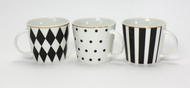 1 Tasse 410 ml mit Goldrand von Werner Voss Weiß / Schwarz
