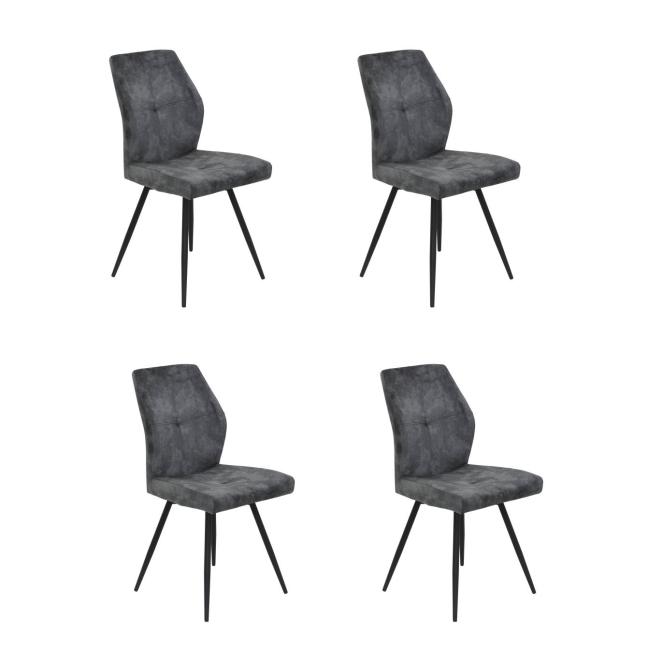 Polsterstuhl 4er Set ALLY S von Hela Velvet Vintage Anthrazit