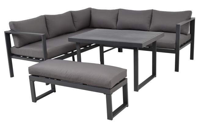 Gartenlounge 4-tlg inkl. Kissen Anthrazit