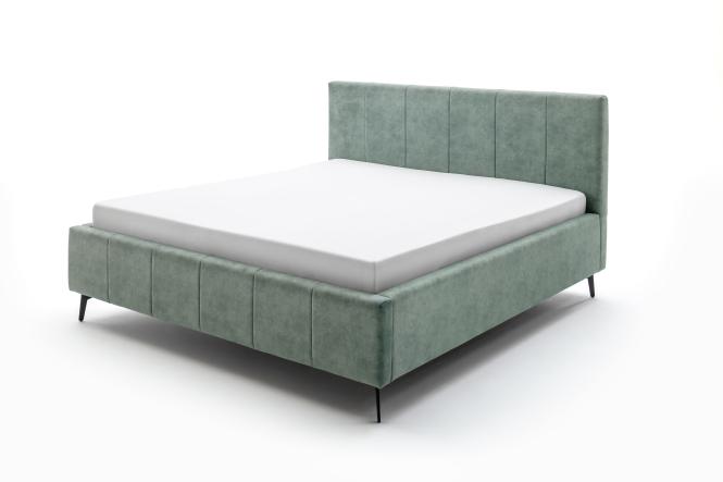160x200 Polsterbett LIZZANO inkl. belüftetem Bettkasten und Federholzrahmen von Meise Möbel Grün