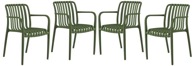 Gartenstühle 4er Set Wasserfest und Stapelbar Modern Grün