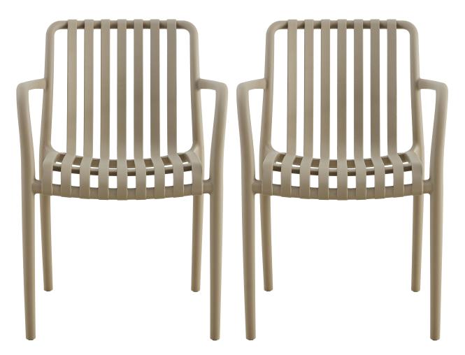 Gartenstühle 2er Set Wasserfest und Stapelbar Modern Beige