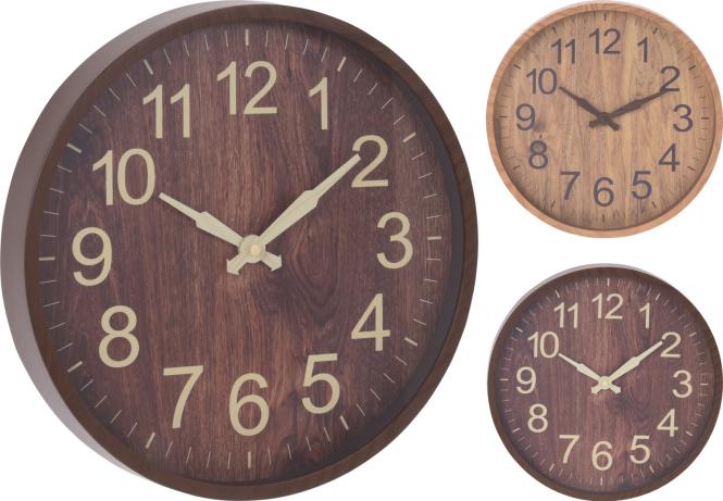 WANDUHR 30 cm 1 Stück 2 Sorten unsortiert Braun, Hellbraun Holzoptik