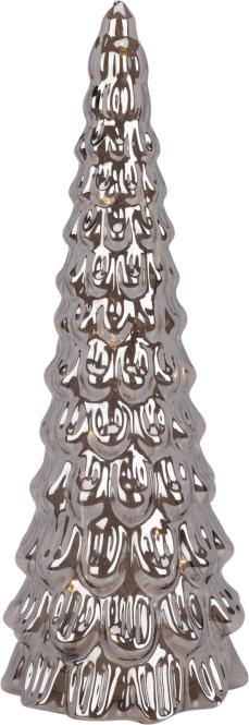 Deko-Figur Tannenbaum ca. 24 cm mit LED Grau Silberfarbig