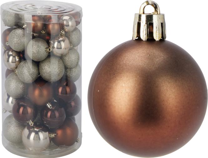 WEIHNACHTSKUGELN 60er-Set Silberfarbig, Kupperfarbig Matt und Glänzend