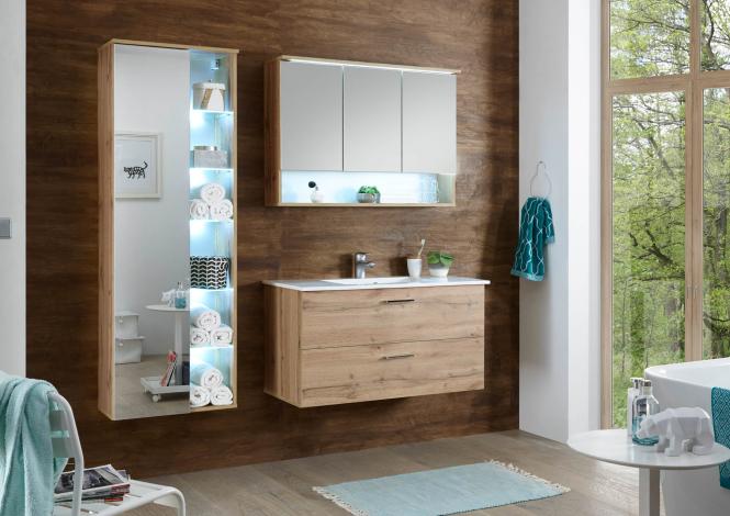 Badezimmer 3-tlg inkl. Beleuchtung und Becken BEST von Bega Wildeiche Dekor