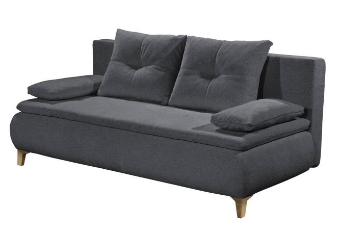 Bettcouch Schlafsofa mit Bettkasten 202 cm breit Grau MAGNUS