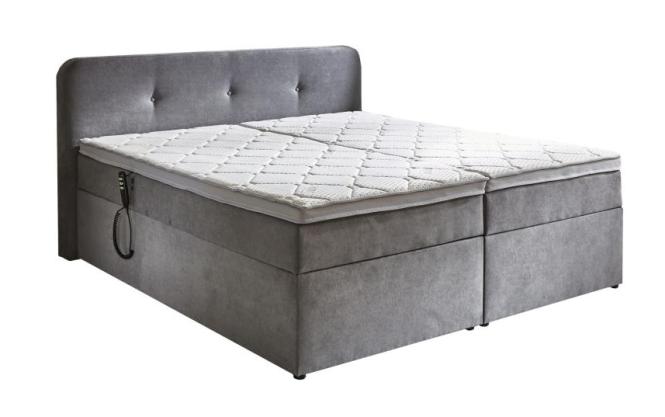 180x200 Boxspringbett inkl. Motor + Stauraum + Visco-Topper BX1880 Matratze H2 GABRIOLA von Sun Garden Hellgrau