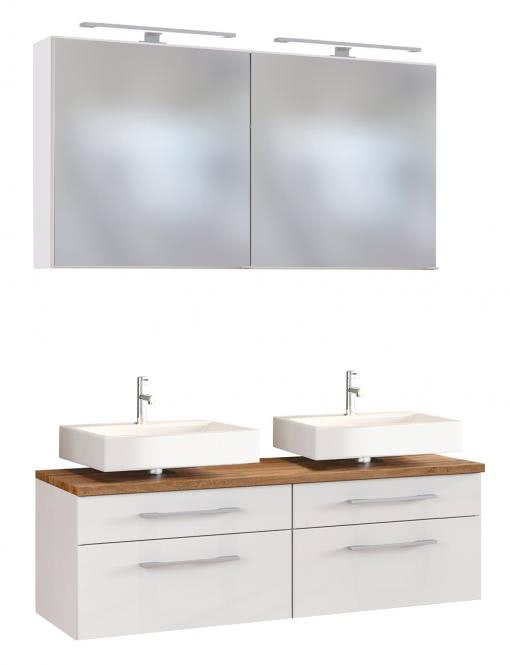 Unterbecken-Set 120 mit Spiegelschrank Davos von Held Möbel Weiß