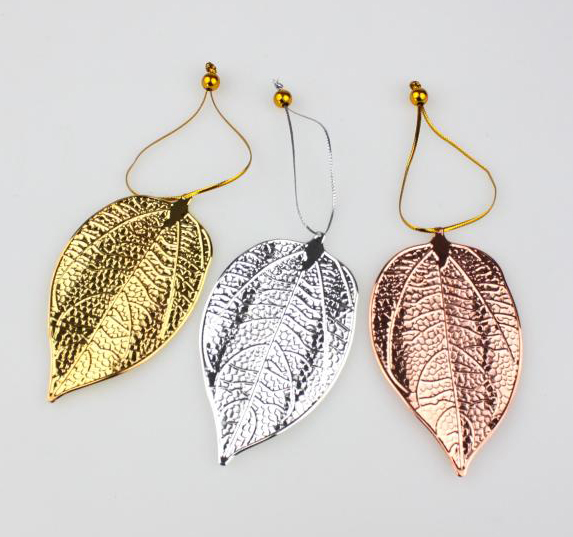 Deko-Anhänger 3er Set Blatt 3 Sorten Rosa / Gold / Silber Glitter von Werner Voss