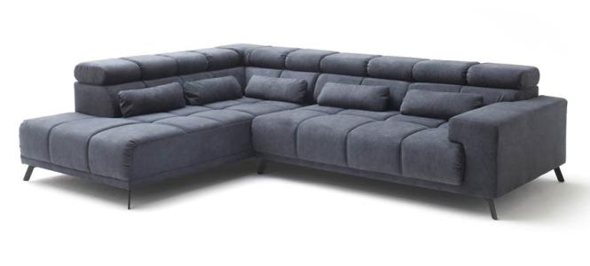 Eckcouch 295 cm breit Ottomane Links Anthrazit elektrisch ausfahrbar