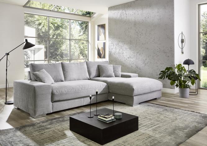 Eckcouch Cord Grau 285 x 176 cm SOFT