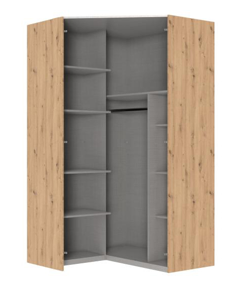Eckkleiderschrank mit Beleuchtung EASY PLUS Artisan Eiche Nachbildung