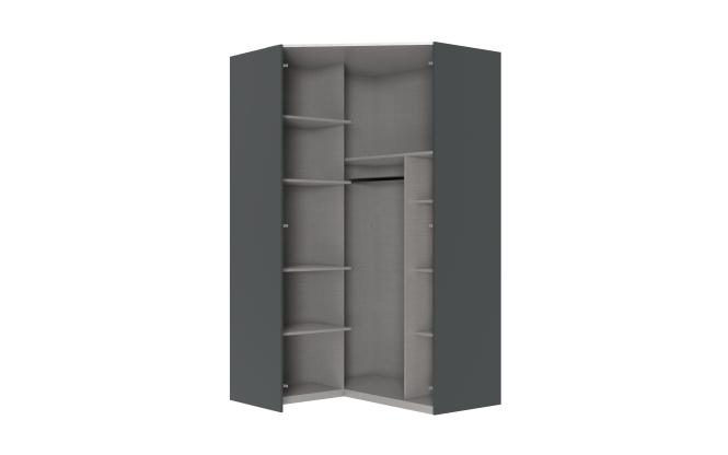 Eckschrank 120 cm breit mit Beleuchtung Graphit EASY PLUS