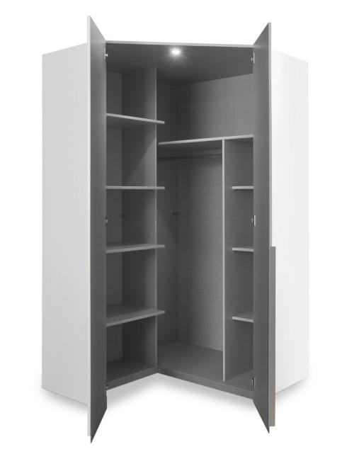 Eckschrank ca.120cm breit mit Beleuchtung Weiß EASY PLUS A