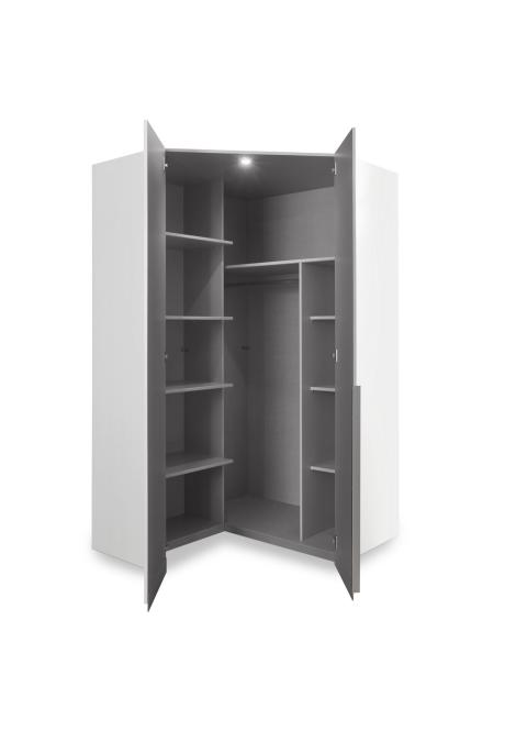 Eckschrank 120 cm breit mit Beleuchtung Weiß EASY PLUS A