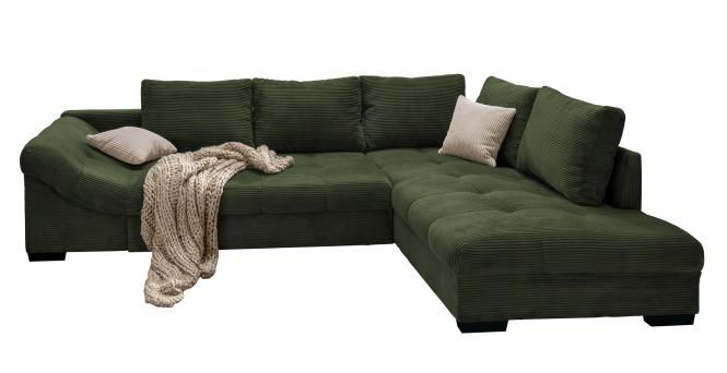 Eckcouch mit Schlaffunktion Cord Grün 202 x 298 cm ALVITO