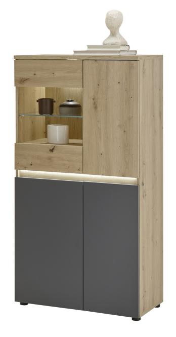 Highboard inkl. Beleuchtung LILLE von Bega HBZ Artisan Eiche/ Anthrazit