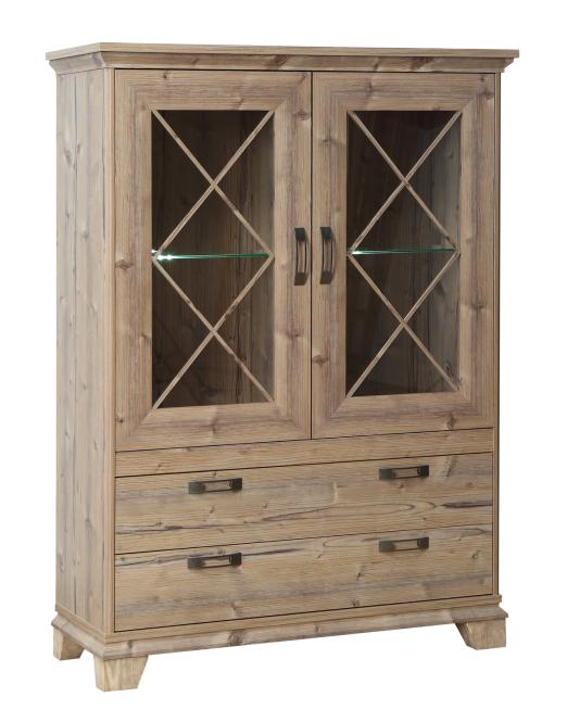 Highboardvitrine ca 120 cm breit inkl Beleuchtung Nepal von Forte Bramberg Fichte